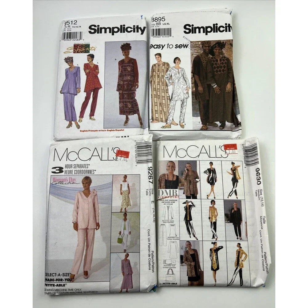 Lot of 4 Vintage Career/Outfit Sewing Patterns Simplicity/McCall’s 1996 & 1998